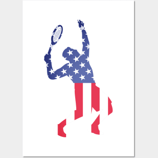 US Open Tennis USA Flag Silhouette Posters and Art